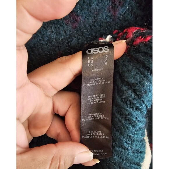 Asos Women's Green Winter Sweater Size 6 - Picture 3 of 6